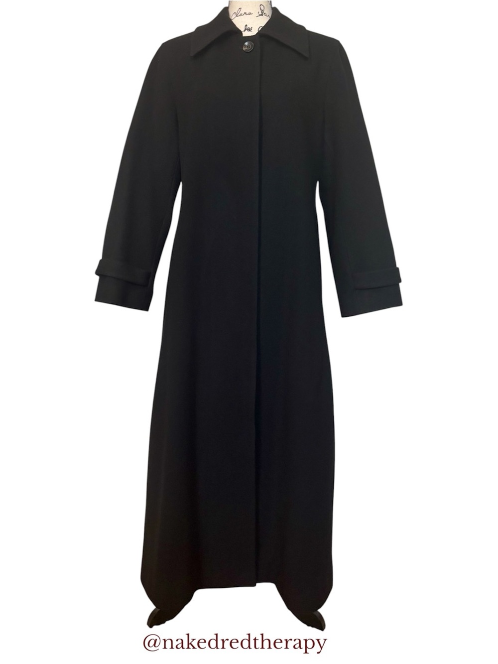 VINTAGE | Harvé Benard by Bernard Holtzman Long Black Wool Coat | Women Size 12